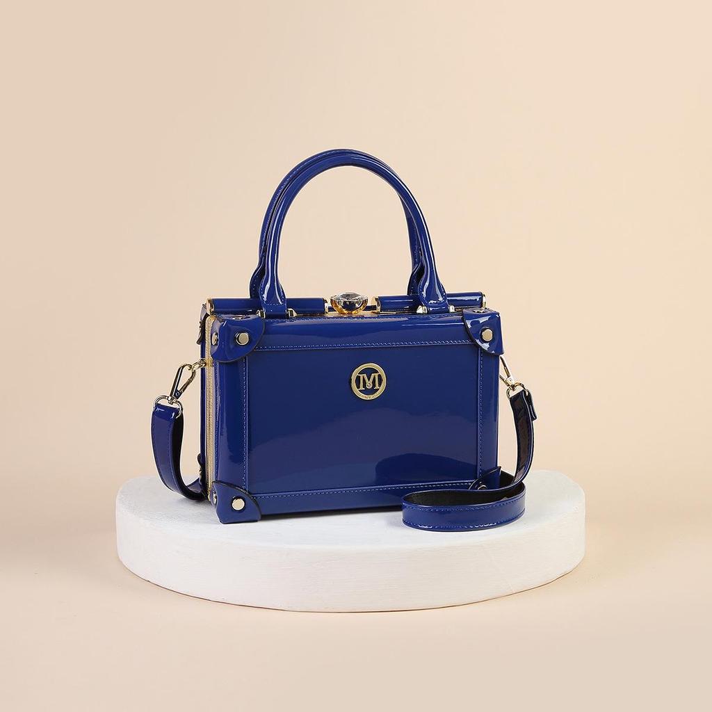 Винтажная квадратная женская сумка кроссбоди из лакированной кожи - Универсальная сумка на одно плечо