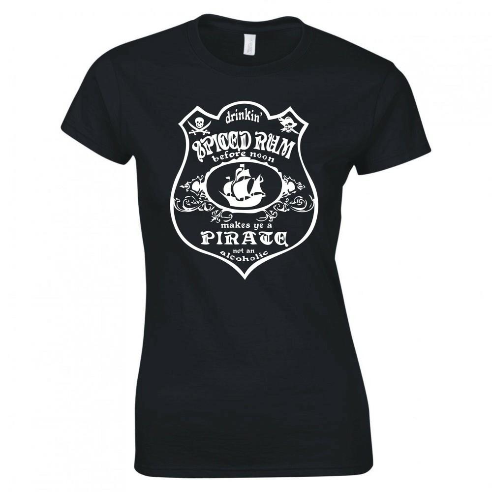 Funny Drinkin Spiced Rum Before Noon Makes Ye A Pirate Skinny Fit TShirt