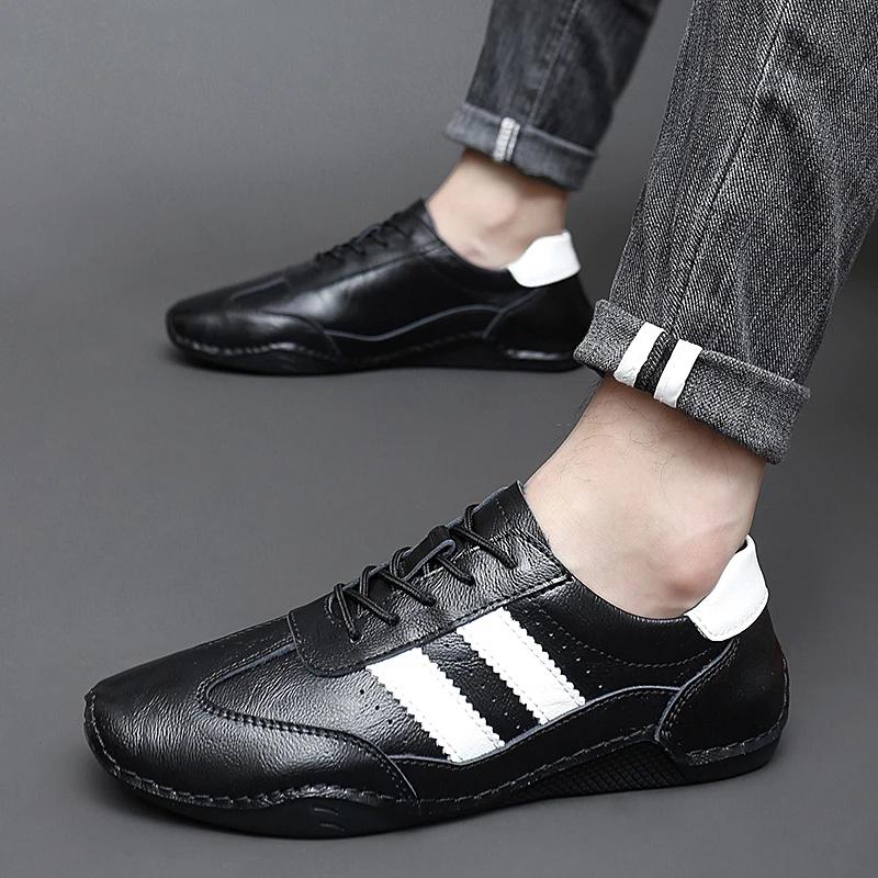 Туфли Octopus bean из натуральной кожи для мужчин, модные туфли на плоской подошве, прогулочные спортивные туфли, дышащие, для отдыха на природе, мужские туфли для вождения