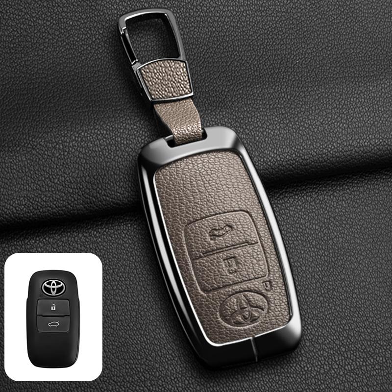 LATE7 Zinc Alloy Goatskin Car Remote Key Case Cover Shell for Toyota Yaris Ativ Raize Veloz Avanza Rush Auto Keychain Accessories