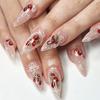 Pink Fake Nails with Strawberries Printed Sweet & Charming Reusable False Nails for Women and Girl Nail Salon