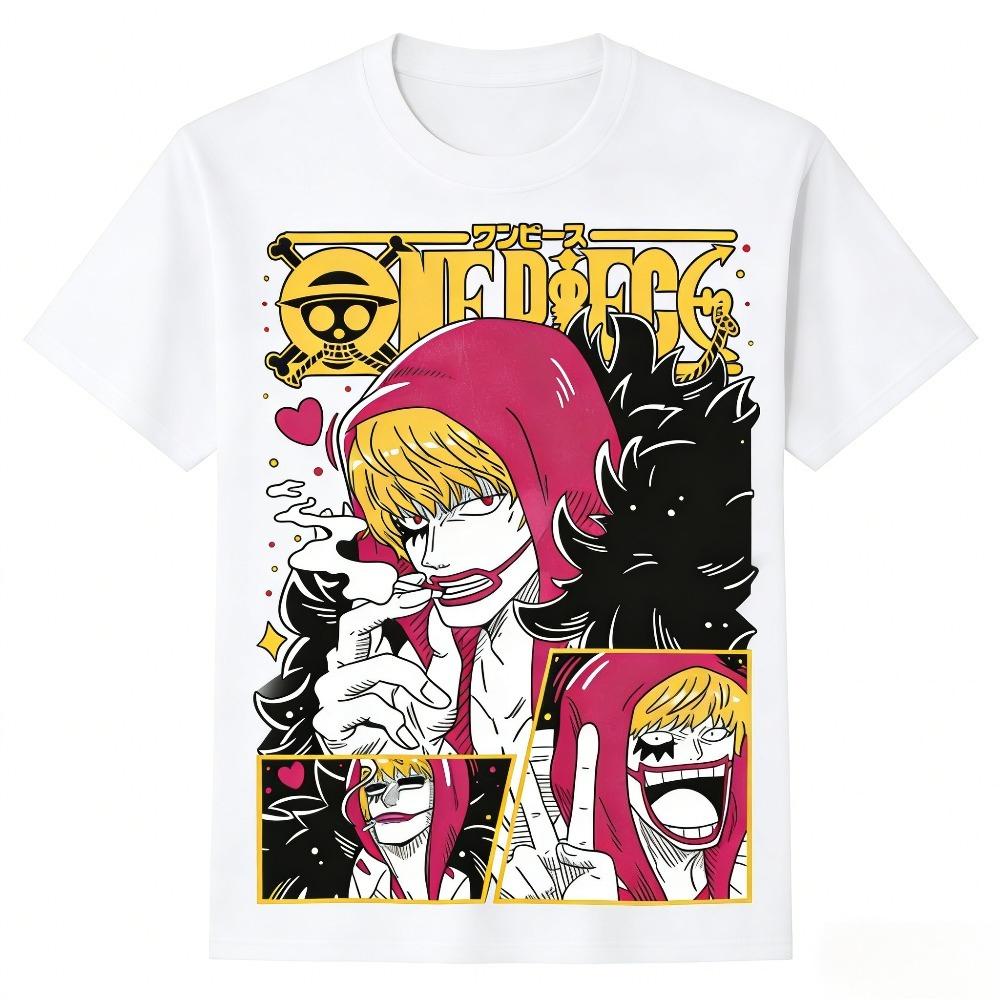 2026 Summer One Piece Corazon Retro Cotton Print TShirt Anime Fans Casual Sport Harajuku Top Adult Kids Short Sleeve Tee Y2k
