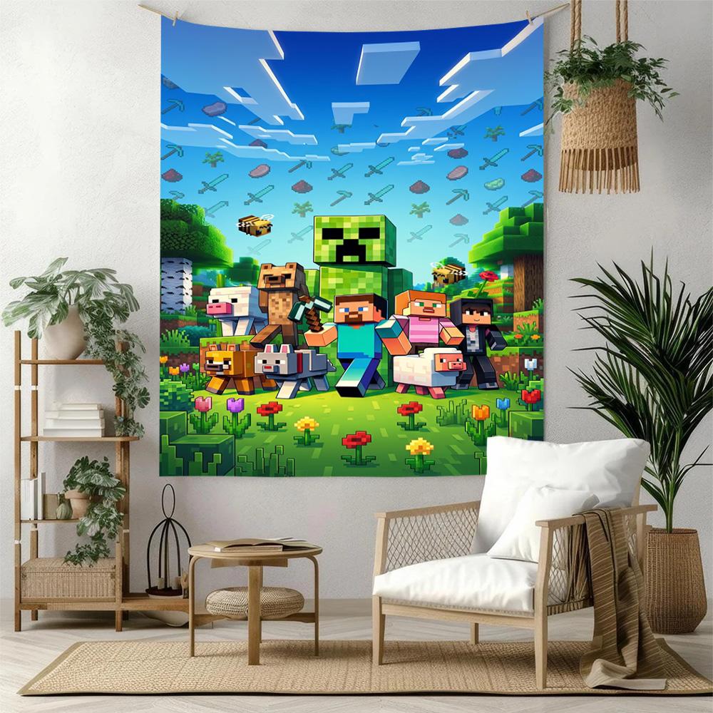 Minecraft Wall Decor Tapestry Art For Pet Memorial Birthdaywedding Party Backdrop Family Gift