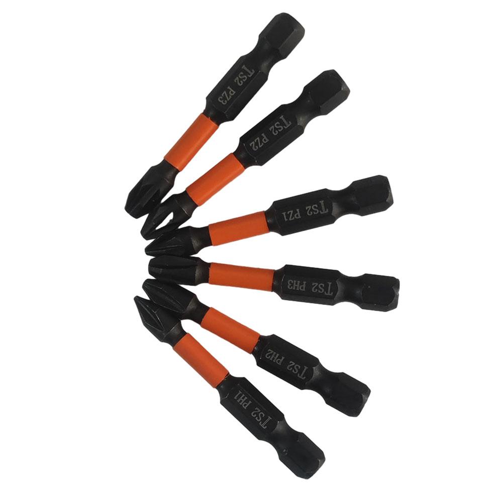 6pcs Magnetic Cross Screwdriver Bits Set PH1 PH2 PH3 PZ 1 PZ 2 PZ3 1/4 Hex Screw Driver Bit Screwdriver Bit Holder Hand Tools