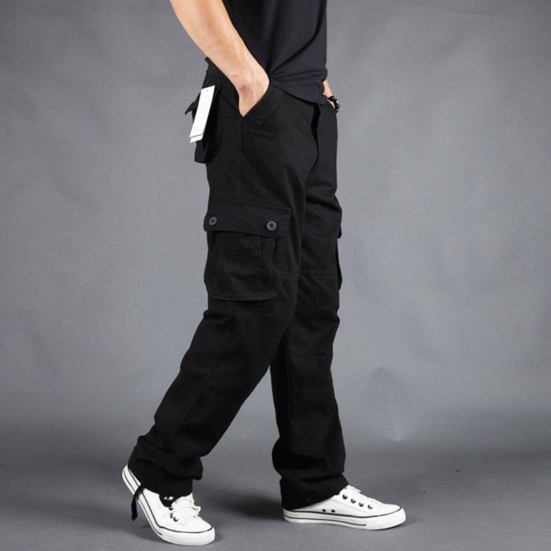 Мужская верхняя одежда для отдыха на открытом воздухе Брюки хип-хоп с несколькими карманами Длинные брюки мужские уличные танцы Свободные брюки большого размера в стиле милитари Универсальные брюки