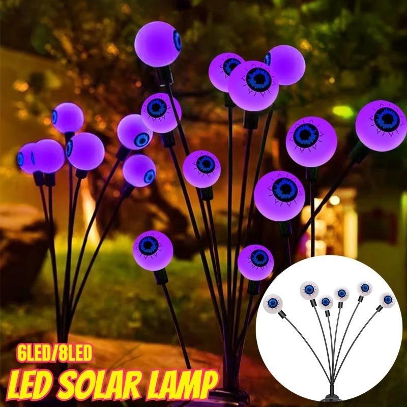 6/8 LED Spooky Eyeball Design with Glowing Green Lights Garden Halloween Decor for Lawn, Patio Outdoor Waterproof Red Lights