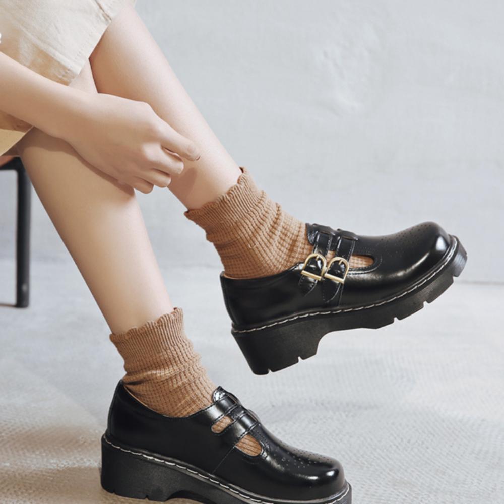 Ретро женские туфли на платформе японские туфли Мэри Джейн одинарные милые большие головки Jk маленькие кожаные туфли