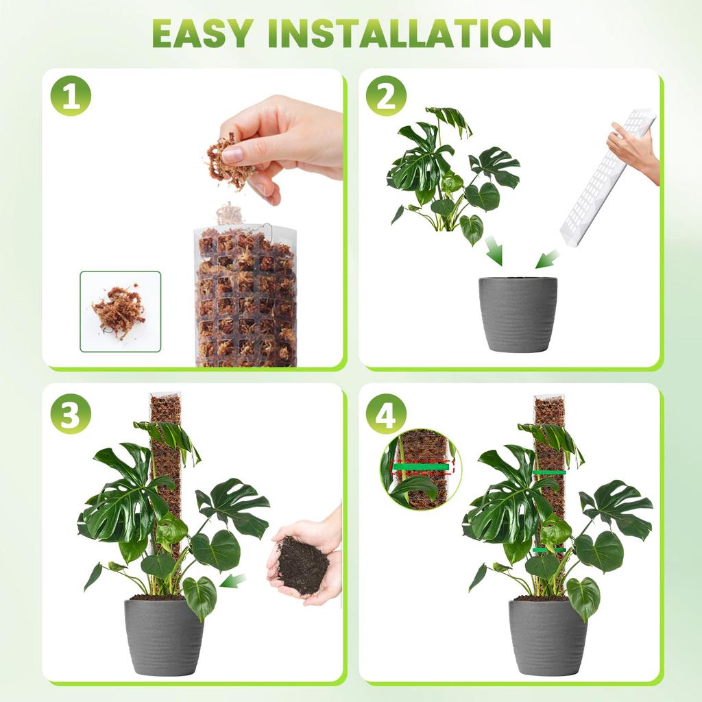 24/36/48 Inch Plastic Moss Pole for Monstera, Large D Shaped Poles Pot Climbing Plants Work Sphagnum Moss, Garden Growth Stake