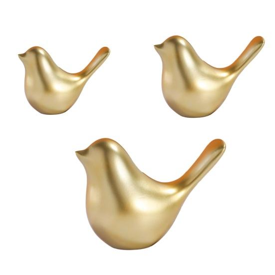 Golden Bird Figurine Nordic Style Adorable Smooth Animal Bird Statue Miniature Sculpture Desktop Decoration Party Supplies