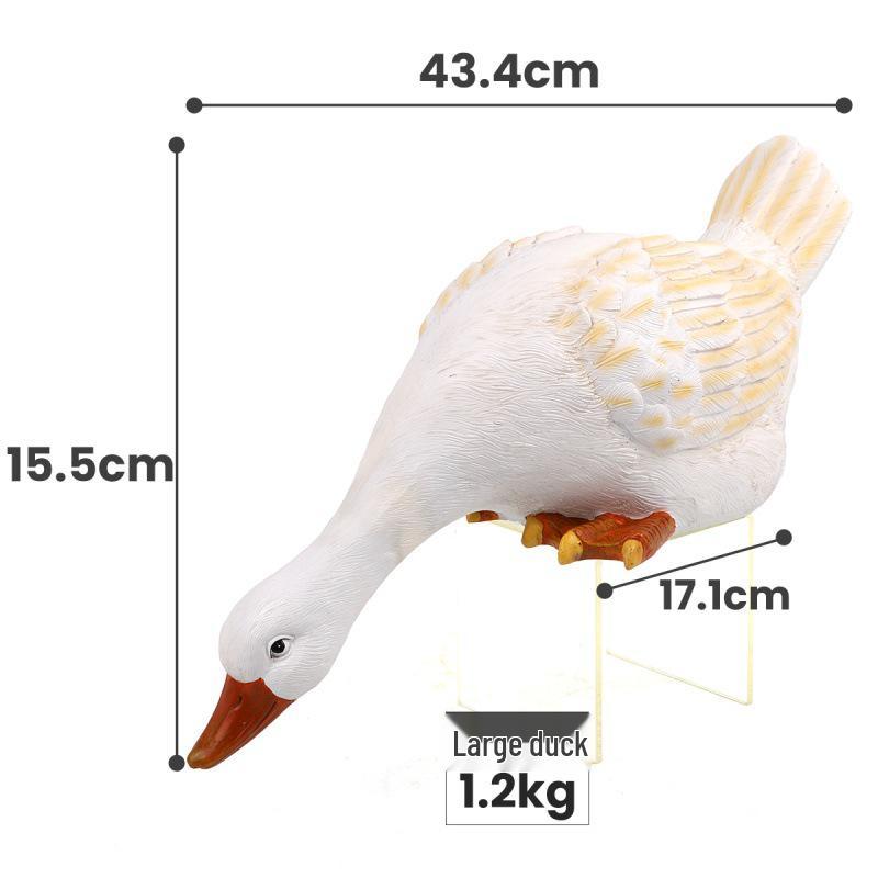 Белый пруд с утками и рыбами - Садовая фигурка из смолы