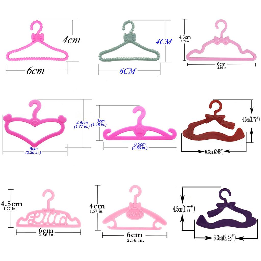 20 Pcs Doll Hangers Plastic Clothes Holder for Barbie Doll Accessories Kid Toy