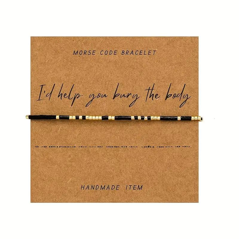 Браслет JYL TS Богемский плетеный азбукой Морзе с карточкой Призывает Тайну и Связь