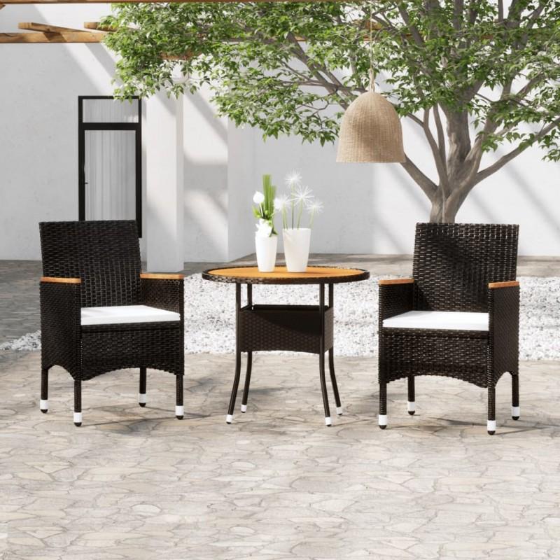 Day and Night - Day and Night 3-piece Garden Dining Set Black Synthetic Rattan