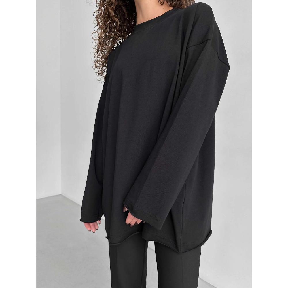 Hirsionsan Базовая футболка с круглым вырезом из 100% хлопка для женщин, свободный свитер большого размера, шикарные повседневные футболки, женские топы, одежда для девочек