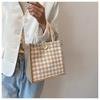 Инс стиль мода клетчатая портативная льняная сумка большая вместимость квадратное дно джутовая хозяйственная сумка лен водонепроницаемая подарочная сумка