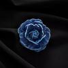 Retro Denim Fabric Camellia Brooch, High-End Female Three-Dimensional White Small Fragrant Brooch, Elegant Accessories