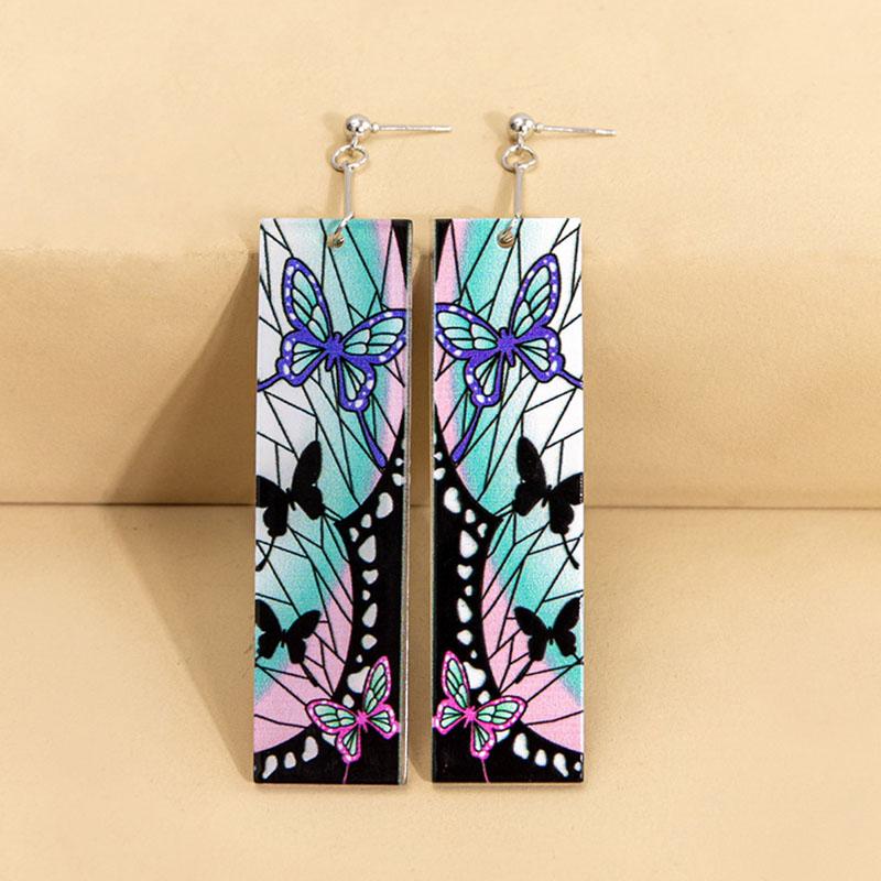 Акриловые серьги-клипсы Kimetsu No Anime Demon Slayer, косплей Blade of Ghost Shinobu Butterfly