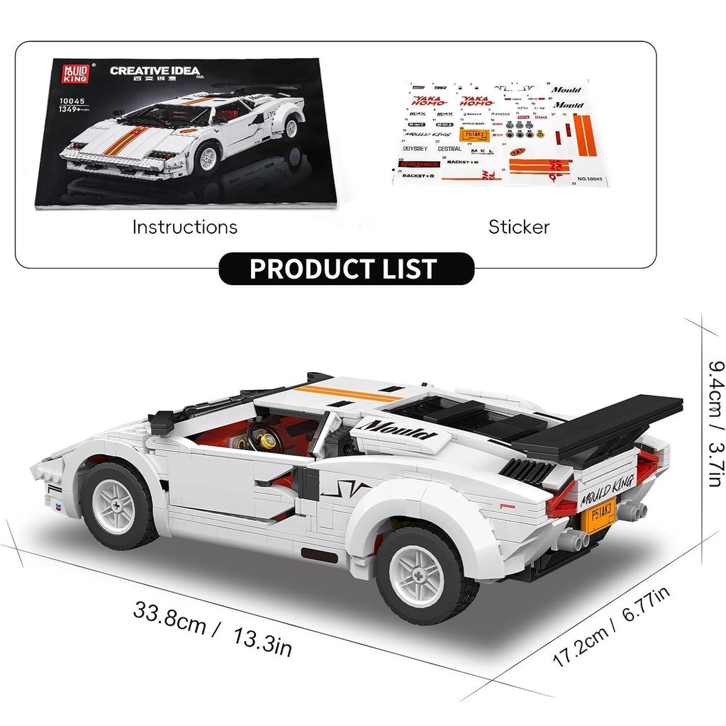 MOULD KING 10045/10046 Технический автомобиль MOC 82416 Countachs Speed ​​Super Car DIY Строительные блоки Игрушки Коллекция Подарки для детей