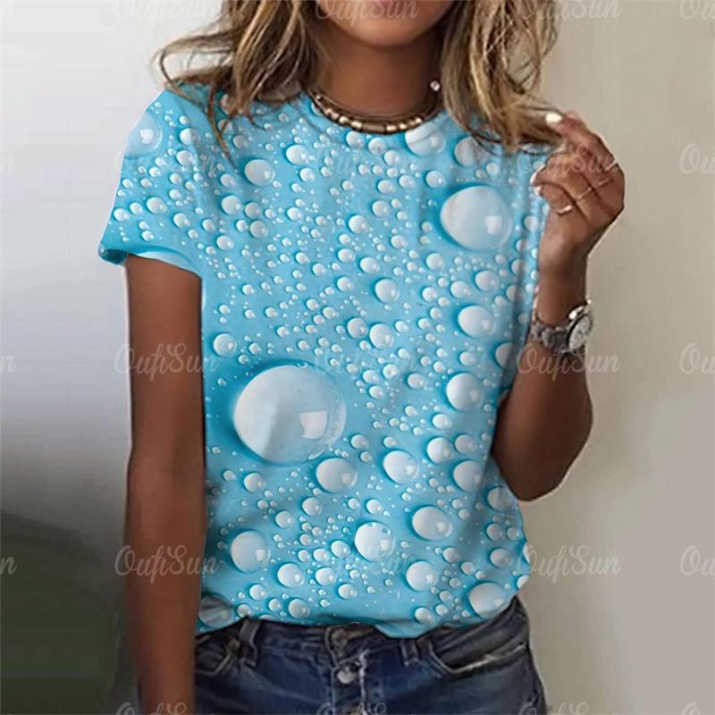 Футболка с 3D-принтом в виде цветного сердца, красивая женская одежда, женская мода, повседневная футболка для девочек, свободные топы с коротким рукавом, футболки