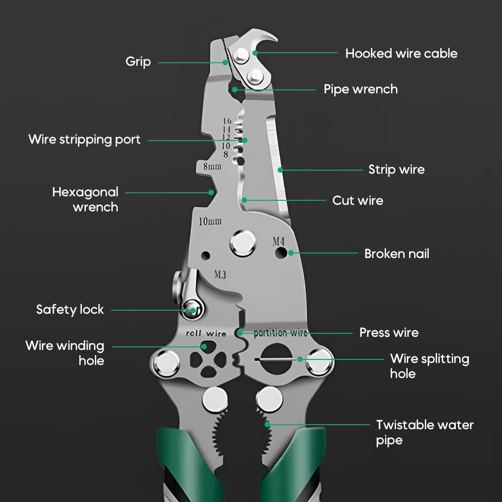 18 в 1 складной инструмент для зачистки проводов, многофункциональный складной инструмент для зачистки проводов, электрические плоскогубцы, для резки и вытягивания проводов, кабельные ножницы (К)
