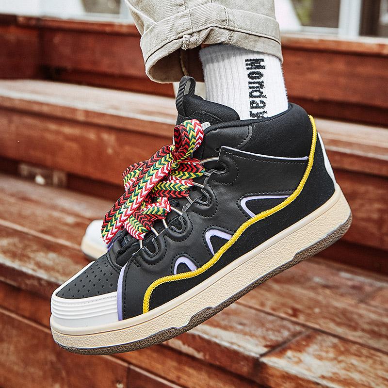 Leopard Mens Running Shoes Street Hiphop Skateboard Shoes Chunky Comfy Soft Casual Sneakers Unisex Tenis Masculino Footwear Male