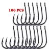 100pc/lot Fishing Hooks Double Bait Holder Barbed Fishhooks Long Shank Carbon Steel Sharp Fishhook Beach and Live Bait Fishhooks
