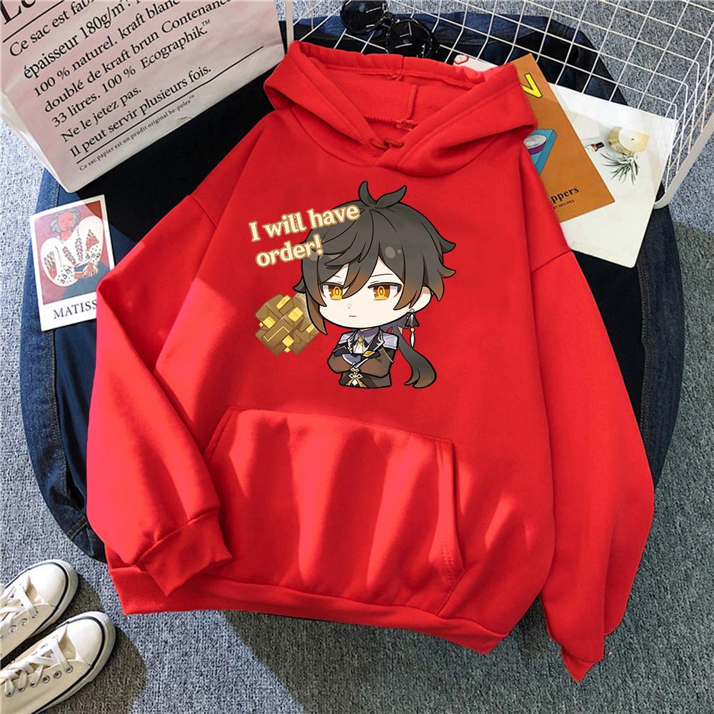 Горячая игра Genshin Impact Толстовка Мужская мода Harajuku Kawaii Стиль Мужская спортивная одежда Zhongli Толстовка с принтом Графические топы Одежда для пар