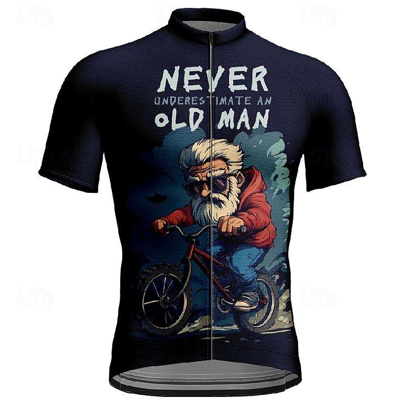 Мужская велосипедная майка Дизайн Никогда не недооценивай старого гонщика Короткий рукав Велосипедная футболка Горный велосипед MTB Влагоотводящая Дышащая Спортивная одежда