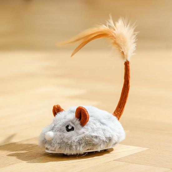 Электрическая мышь, игрушка для кошек, USB-перезаряжаемая интерактивная игрушка для котят с перьевым хвостом, автоматическая движущаяся плюшевая игрушка