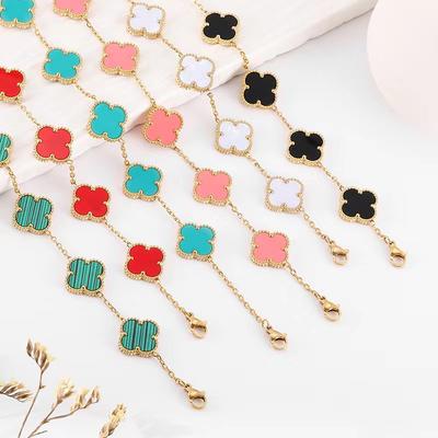 15 мм новый четырехлистный клеверный браслет женский простой пять цветов четырехлистный клевер сторучные ювелирные изделия
