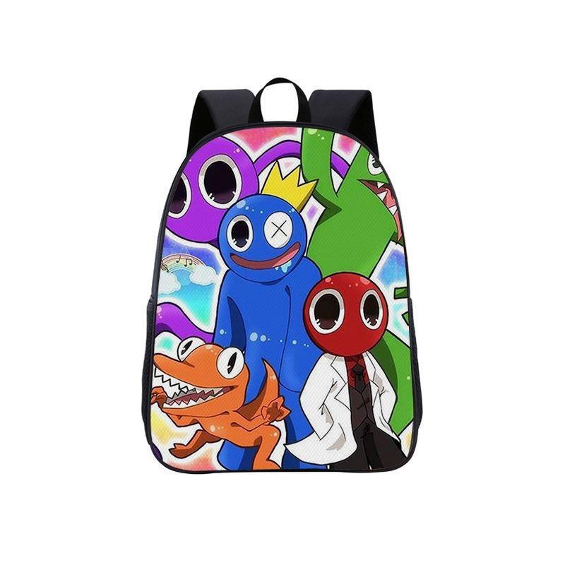 Rainbow Friends Color Anime Cartoon Print School Backpack For Boys Girls And