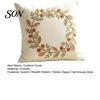 Hidden Zipper Cushion Covers Autumn Wreath Cover, Thanksgiving Throw Pillow Leaf Embroidery Soft Cases Case for Sofa Couch Farmhouse Home Decor,