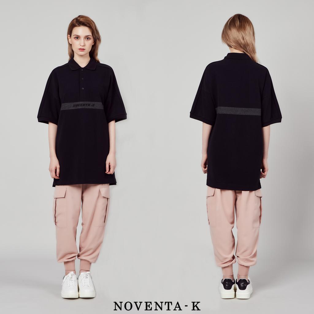 NOVENTA-K Оверсайз Пике Футболка с коротким рукавом Черная