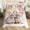 Easter Rose Rabbit Duvet Cover Cute Bunny Happy Easter Bedding Set Full for Kids Boys GirlsRustic Flower Animal Comforter Cover