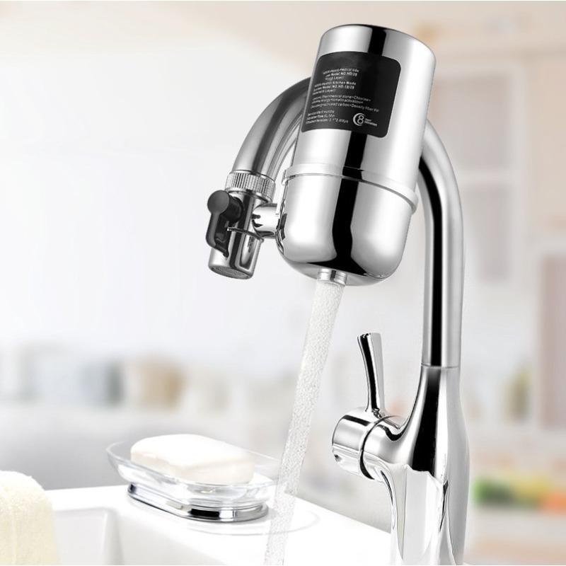 Ceramic Faucet Water Filter, Tap Water Purifier for Kitchen, Chlorine Removal Home Water Filtration System for Washing Vegetables & Dishes