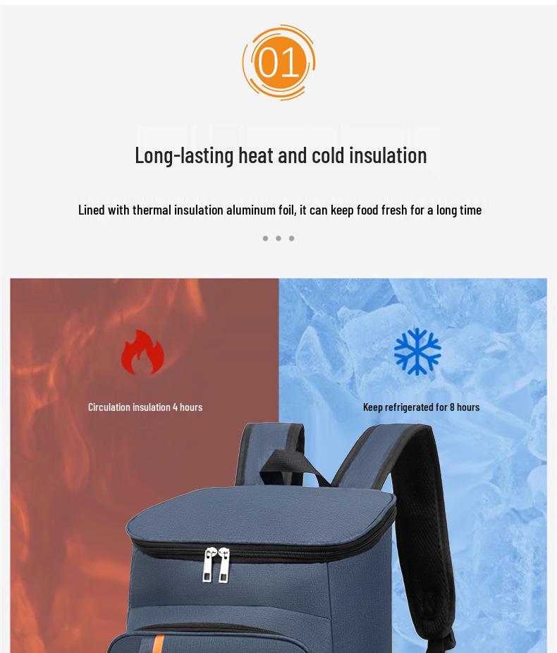 Men's Double Shoulder Casual Backpack - High-End, Insulated, Large Capacity, Lightweight, Thickened, Water-Repellent Travel and Picnic Bag