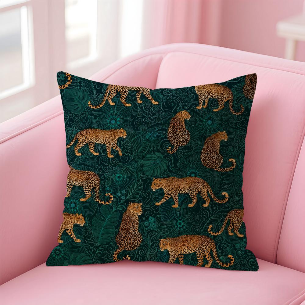 Bohemian Vintage Tiger Cushion Cover Natural Linen Organic Fabric DoubleSided Printing Sofa Home Decor Gift Pillow Case