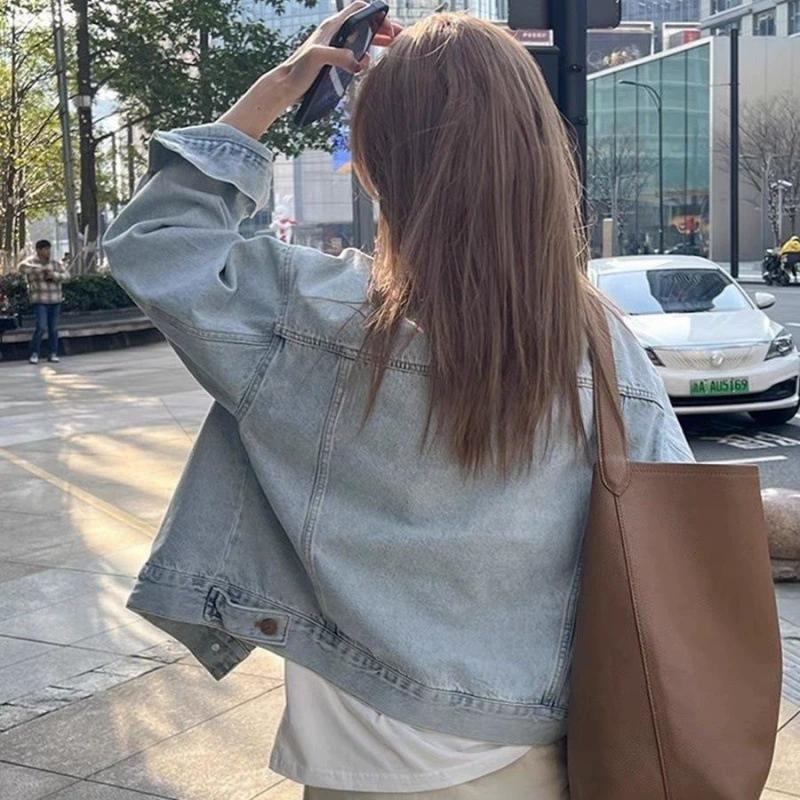 Spring and Autumn Black Denim Jacket Women's Autumn Loose Korean Style Hong Kong Style Casual Fried Street Jacket