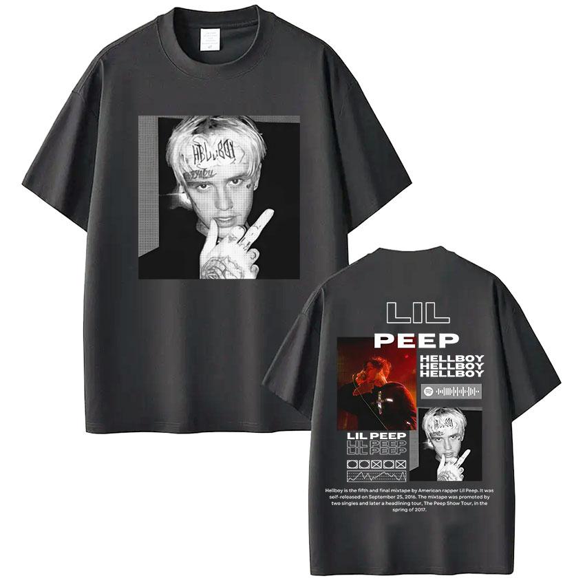 Футболка рэпера Lil Peep Hellboy Crybaby Хип-хоп Графическая футболка Унисекс Женская одежда Свободная хлопковая повседневная футболка Уличная одежда