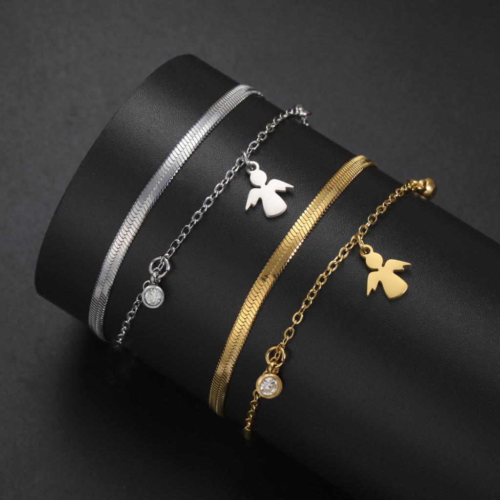 Cazador Daisy Flower Feather Star Cat Charm Bracelet Stainless Steel Gift Snake Chain Bracelets for Women's Mother's Day Gifts