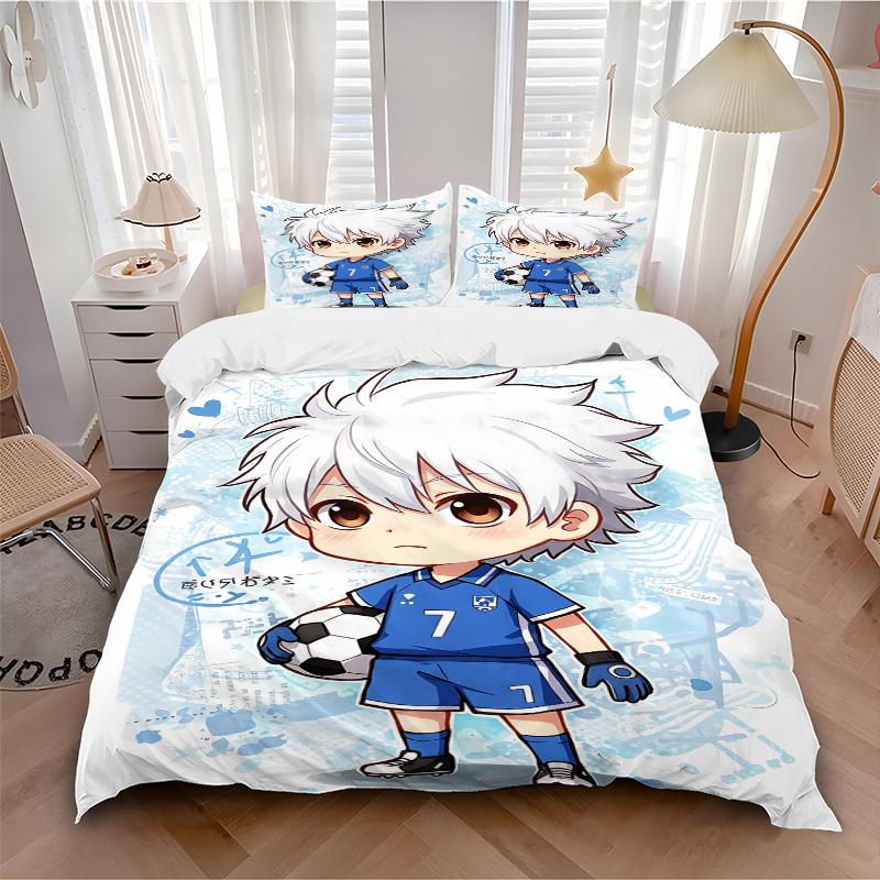 3pcs Soccer Player Dream Bedding Set, Includes One Quilt Cover and Two Pillowcases, Bedroom and Guest Room Decoration. T7231135