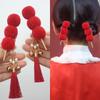 Red Chinese Style Ancient Hairpin Pearl Chinese New Year Side Clip Hanfu Hair Clip  Women
