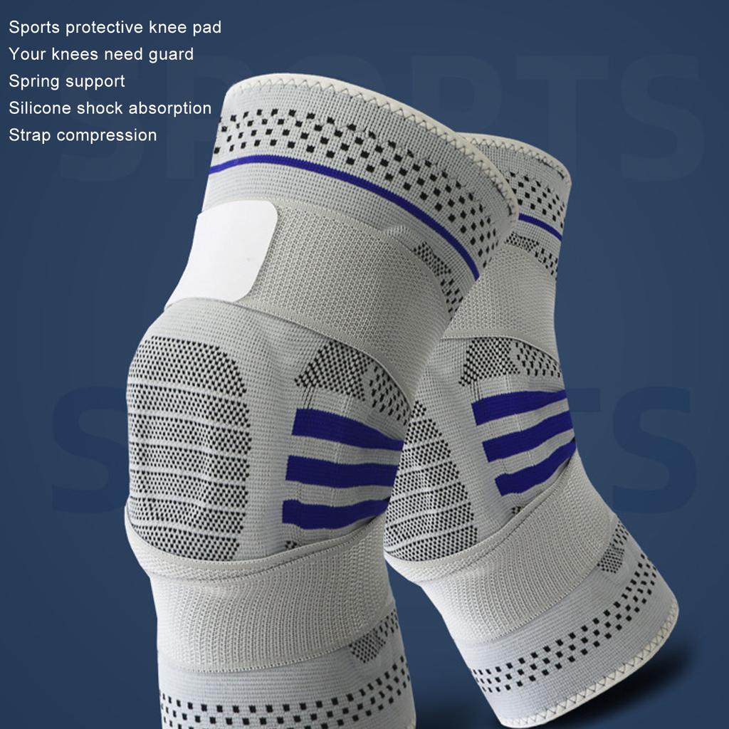 Compression Knee Sleeve Brace Shock Absorption Non Slip Breathable Knee Protector Guard with Silicone Padding for Sports