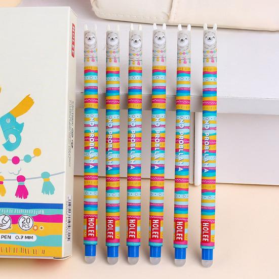 Стирающаяся ручка 0,7 мм с черными чернилами, с мягкой рукояткой, приятной для кожи, с милыми колпачками в виде животных, кнопочный механизм, перезаправляемые ручки, школьные принадлежности