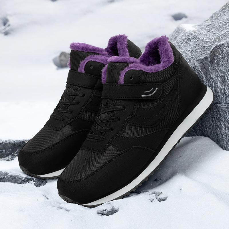 Свободная нескользящая обувь для пожилых женщин, обувь для ходьбы, бархатная теплая обувь для мам среднего и пожилого возраста, высокие хлопковые ботинки, женские зимние ботинки