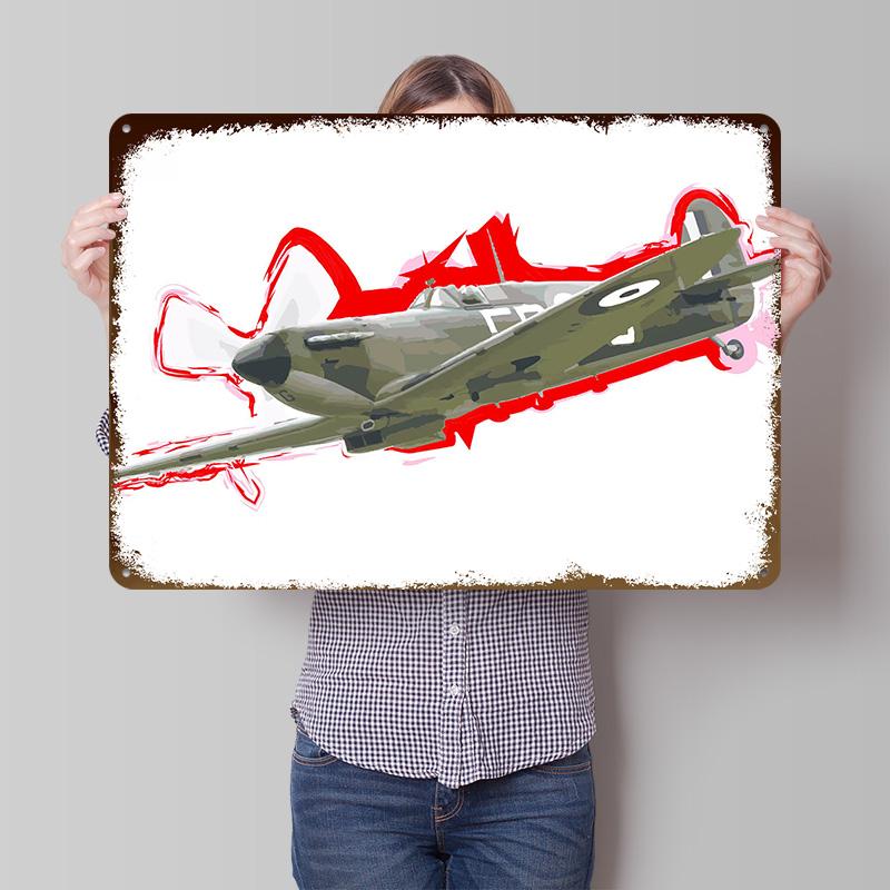 Supermarine Spitfire Abstract Art Tinplate Poster Customized Wall Art Retro Vintage Metal Signs for Fans Decoration Bedroom Home