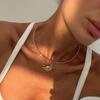 Korean Style Gold Choker Hip-hop Sun Pendant Necklace Simple Metal Collar  Women