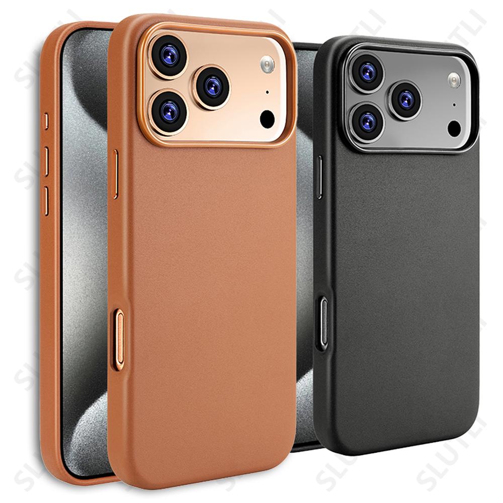 Магнитный чехол из ПУ кожи для телефона 18 17 Pro Max 16 15 14 Plus 13 Air Для беспроводной зарядки Magsafe Ударопрочный чехол
