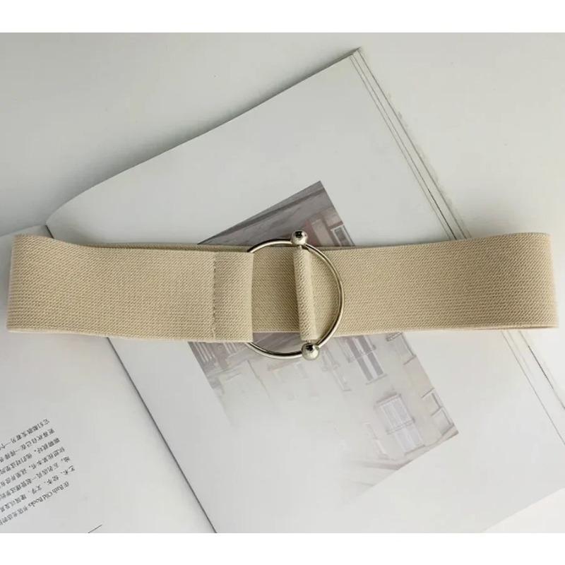 Однотонные ремни для женщин, простой пояс, свитер, корсет, пальто, резинка, широкая круглая пряжка, украшение, платье, аксессуары
