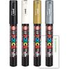 Маркер Posca на водной основе Mitsubishi Pencil PC-1M Ультратонкий Черный, Белый, Золотой, Серебряный, Набор из 4 шт. ...
